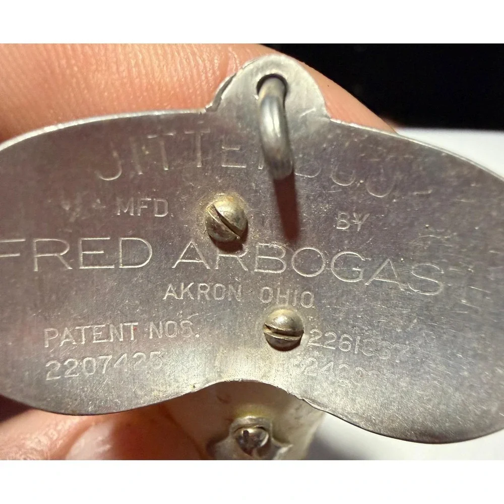 Fred Arbogast Jitterbug Jointed Fishing Lure Yellow Frog Pattern Vintage NB043‎